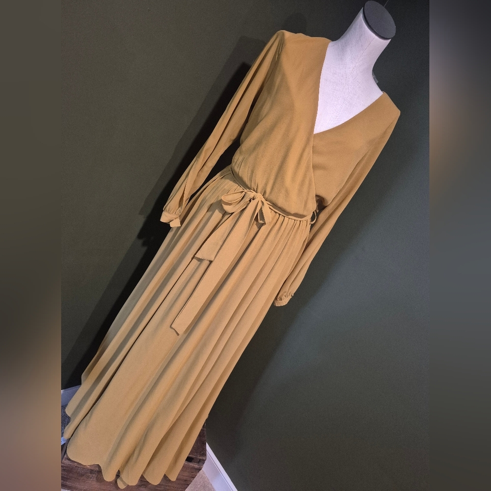 Elegant Floor Length Mustard Dress